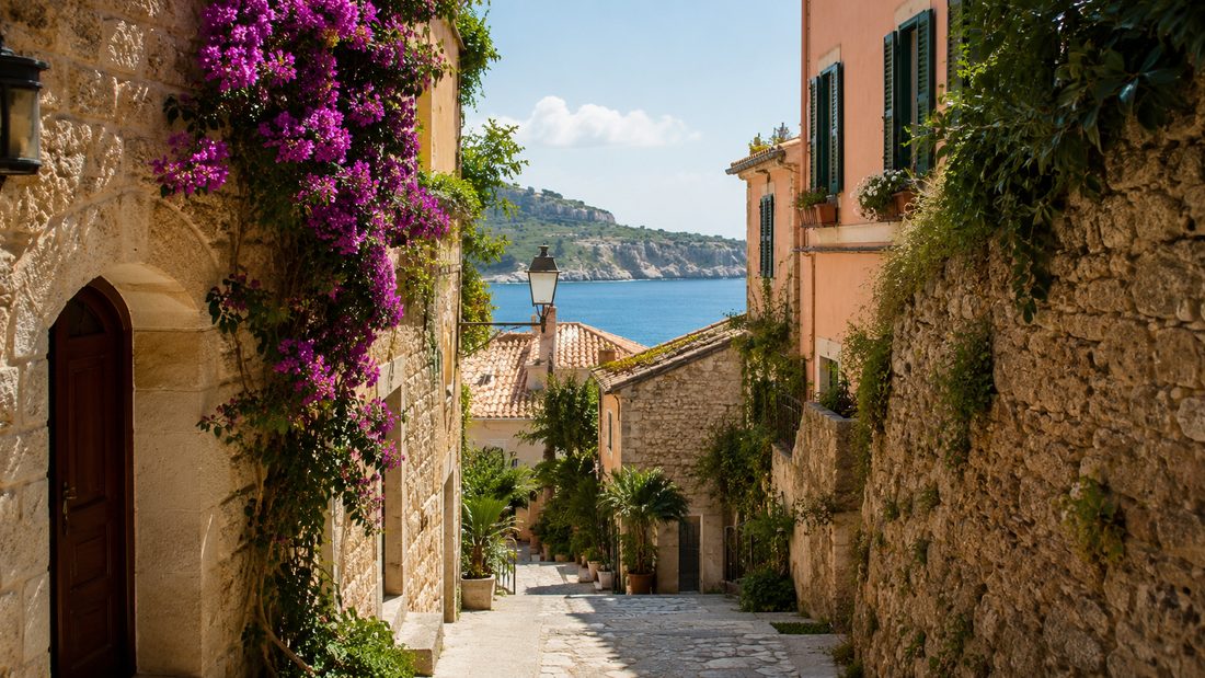 Ruelle de village côtier méditerranéen